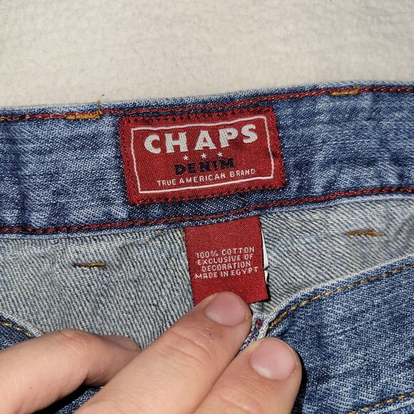 Vintage Chaps Jeans Mens Size 42x32 Straight Cotton Blue Denim Casual Work Job - Picture 13 of 16